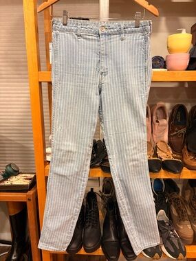 H&M Light Blue Pinstripe Skinny High-Waist Jeans